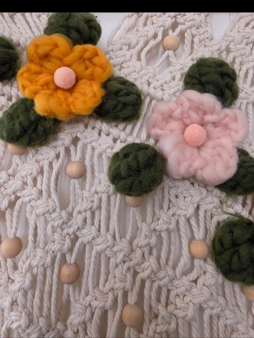 34.5x19 in Fringe Floral Macrame Crochet Wall Art Decor Tapestry Anthropologie